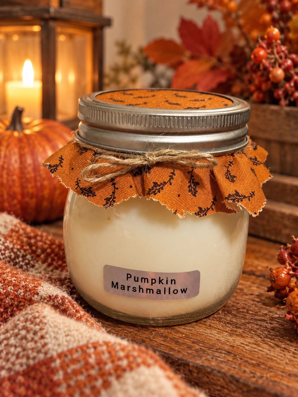 Handmade 300g Natural Coconut Olive Wax Candle Vanilla Pumpkin Marshmallow